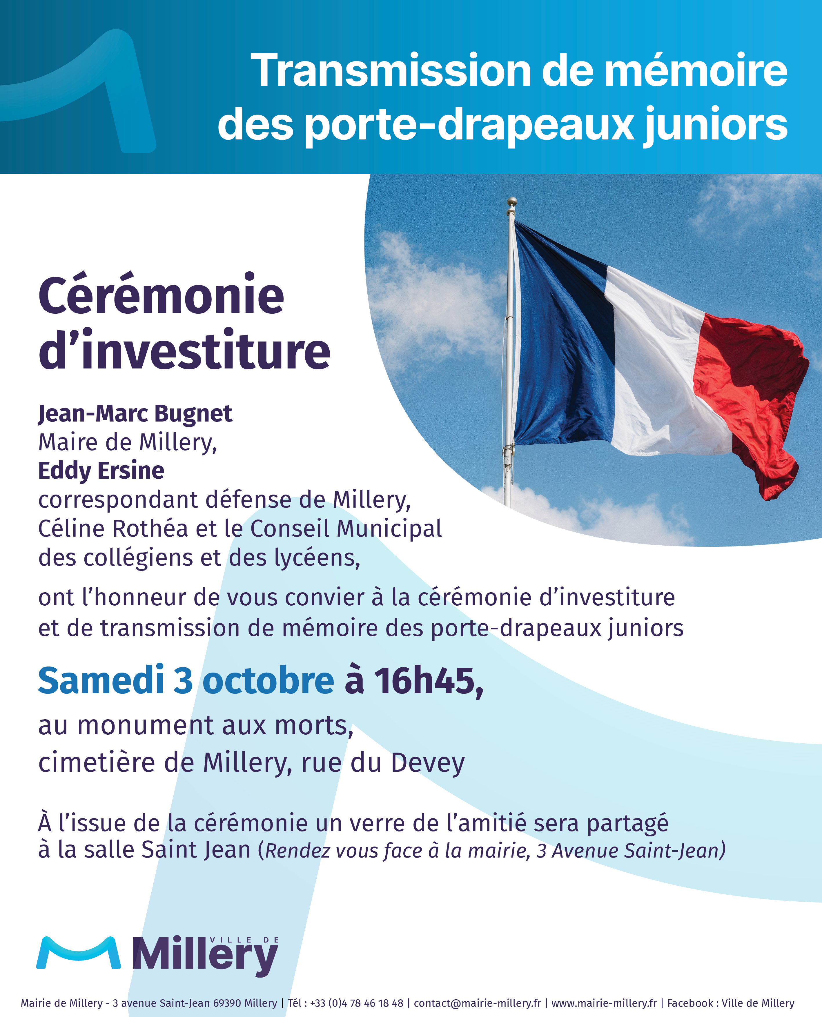 Cérémonie - investiture et de transmission de mémoire des porte-drapeaux juniors